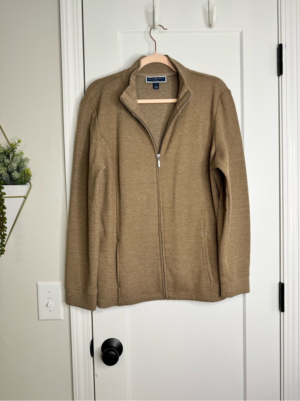 Karen Scott Sport Ribbed Knit Jacket